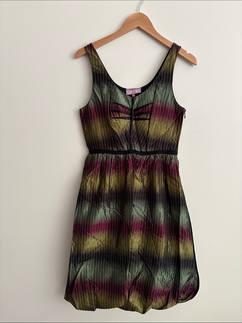 Vivienne Tam Silk Cotton Multi Color Cocktail Dress Bubble Hem Lined Size 6